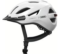 ABUS Casque de Ville Urban-I 4.0 - Casque de vélo avec feu arrière Rechargeable, 2 Modes d'éclairage, visière, et Fermeture magnétique - pour Adolescents, Femmes et Hommes - Taille M, Blanc