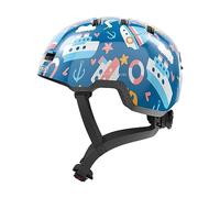 ABUS Casque vélo enfant Skurb Kid – robuste, look skater, espace pour tresse – Bleu motifs marins M