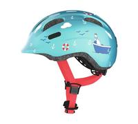 Abus Casque Smiley 2.0 pour Enfants - Casque de vélo Robuste pour Filles et garçons - Bleu avec Motif Maritime, Taille M, Turquoise Sailor