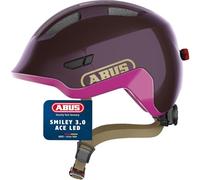 ABUS Casque Enfant Smiley 3.0 ACE LED, Violet Brillant, Taille M
