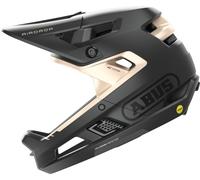 ABUS Casque Fullface AirDrop MIPS - MTB : Downhill, Freeride et Enduro - Casque de VTT avec ventilation optimisée et Ambient Sound Channel - pour adultes, noir/or, /M , taille S|M (52-58 cm)