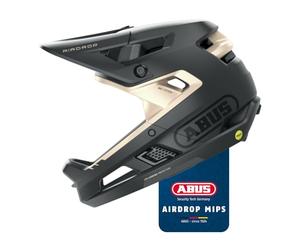 ABUS Casque Fullface AirDrop MIPS - VTT : descente, freeride et enduro - Casque VTT avec ventilation optimisée et Ambient Sound Channel - pour adultes, noir/or, taille S/M