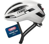 ABUS Casque Gravel Taipan LED - Casque de vélo avec éclairage pour Le Gravel - léger, Polyvalent et Bien ventilé - avec Support pour Lunettes - pour Adolescents, Femmes et Hommes - Taille S, Blanc
