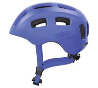 ABUS Casque Vélo Youn-I 2.0, Mono Bleu, Taille M | Casque ville avec feu arrière LED, construction In-Mold, filet anti-insectes, ouverture queue-de-cheval