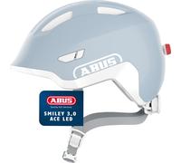 ABUS Casque pour enfants Smiley 3.0 ACE LED - Casque de vélo avec lumière - ajustement profond & place pour une tresse - pour filles et garçons - pure aqua, taille S (45-50 cm)