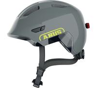 ABUS Casque pour enfants Smiley 3.0 ACE LED - Casque de vélo avec lumière - ajustement profond & place pour une tresse - pour filles et garçons - Gris Brillant, Taille S (45-50 cm ?)