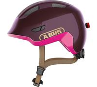 ABUS Casque pour enfants Smiley 3.0 ACE LED - Casque de vélo avec lumière - ajustement profond & place pour une tresse - pour filles et garçons - Violet Brillant, Taille M (50-55 cm)
