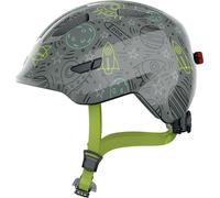 ABUS Casque pour enfants Smiley 3.0 LED - Casque de vélo avec lumière - ajustement profond & place pour une tresse - pour filles et garçons - Gris avec dessin de l'univers, taille M (50-55 cm)