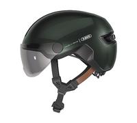 ABUS Casque de vélo HUD-Y ACE, visière, feu arrière LED magnétique rechargeable, Moss Green L