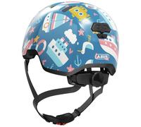 ABUS Casque vélo enfant Skurb Kid – robuste, look skater, espace pour tresse – Bleu motifs marins M