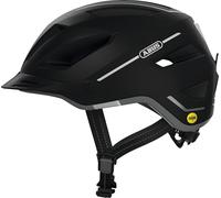 ABUS Casque de ville Pedelec 2.0 MIPS - feu arrière, visière, capuche anti-pluie - Noir L (56-62 cm)