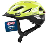 ABUS Casque Urbain Urban-I 4.0 ACE - Casque de vélo avec feu arrière Rechargeable, 4 Modes d'éclairage, visière, et Fermeture magnétique - pour Adolescents, Femmes et Hommes - Taille S, Jaune