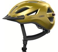 ABUS Casque urbain Urban-I 4.0 - Casque de vélo avec feu arrière rechargeable, 2 modes d'éclairage, visière, et fermeture magnétique - pour adolescents, femmes et hommes - taille L, jaune