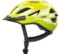 ABUS Casque Urbain Urban-I 4.0 - Casque de vélo avec feu arrière Rechargeable, 2 Modes d'éclairage, visière, et Fermeture magnétique - pour Adolescents, Femmes et Hommes - Taille L, Jaune