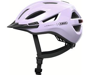 ABUS Casque urbain Urban-I 4.0 - Casque de vélo avec feu arrière rechargeable, 2 modes d'éclairage, visière, et fermeture magnétique - pour adolescents, femmes et hommes - taille L, violet