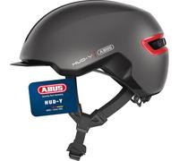 ABUS Casque vélo HUD‑Y – Lampe LED rechargeable, ActiCage renforcé, Zoom Ace Urban – L Titane