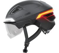 Casque de vélo ABUS HYP-E B.Lace - avec feu Avant, arrière et Clignotant Ainsi Que feu Stop activé sans Fil - avec visière et Cache-Oreilles - pour vélo, vélo électrique et S-Pedelec