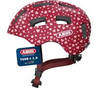 ABUS Casque Vélo Youn-I 2.0, Rouge avec Motif Cœur, Taille S