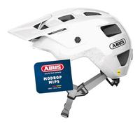 ABUS Casque VTT MoDrop MIPS, Blanc, S | Casque vélo avec protection MIPS pour ados et adultes, système Zoom Spin, ouverture queue-de-cheval