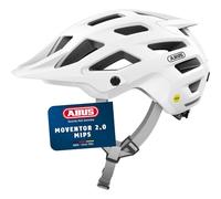 ABUS Casque VTT Moventor 2.0 MIPS, Casque Vélo Blanc, Taille M | Casque All-Mountain avec protection anti-choc, hommes et femmes, adultes et jeunes, ouverture queue de cheval