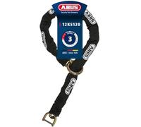 ABUS Chaîne 12KS pour Bloque disque Granit Detecto XPlus 8008 - Sécurité supplémentaire pour les motos - chaîne de 12 mm avec tuyau textile, Noir