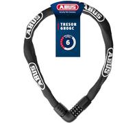 ABUS Chaîne antivol Tresor 6806C - cadenas à combinaison avec boulon à 360° chaîne en acier de 6 mm d'épaisseur, code à 4 chiffres - antivol pour vélo avec niveau de sécurité 6 - longueur 85 cm, noir