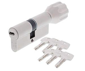 Abus EC550 type C Cylindre de porte à bouton avec 6 clés Gris Nickel/Blanc Perle 40/40 mm
