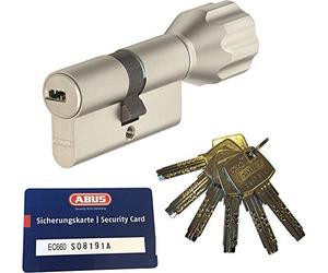 Abus ec660eck660Cylindre à bouton Roue Longueur (A/B) Z45/k50mm (C = 95mm) avec 6clés, avec carte de sécurité