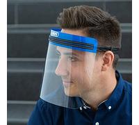 ABUS Face Guard 83191 Lot de 30 protections faciales avec large visière en verre acrylique - Certifié EN 166 - Lavable - Convient aux porteurs de lunettes - Bleu