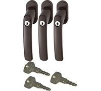 ABUS FG200 B SB Lot de 3 poignées de fenêtre verrouillables Marron