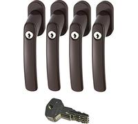 Abus FG200 B SB Lot de 4 poignées de fenêtre verrouillables Marron