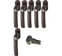 Abus FG200 B SB Lot de 6 poignées de fenêtre verrouillables Marron