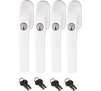 ABUS FG300 Poignée de fenêtre verrouillable, blanc, en Ensemble 4 pièces toutes s'ouvrant avec la même clé AL0125 avec au total 8 clé