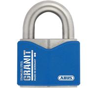 ABUS Cadenas Granit 37ST/55 #SZP en acier inoxydable - pour une utilisation en extérieur - avec carte de sécurité et cylindre à disque ABUS-Plus - Niveau de sécurité ABUS 10 - Bleu/argent