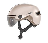 ABUS HUD-Y ACE city helmet - stylish bike helmet with visor and magnetic, rechargeable rear LED light - for men and women