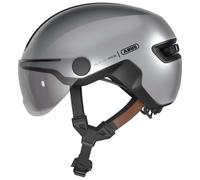 ABUS Casque Hud-Y – LED arrière magnétique rechargeable, fermeture magnétique – Argent Gleam