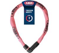 ABUS Kettenschloss Tresor 6807C, Longueur 110 cm, rose | Antivol vélo avec mécanisme confortable, chaîne carrée 7 mm, code 4 chiffres, protection anti-crochetage
