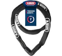 ABUS Kettenschloss Tresor 6807C, longueur 140 cm, noir | Antivol vélo à code 4 chiffres, chaîne carrée 7 mm, protection anti-sondage