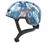 ABUS Casque enfant Skurb Kid – look skater, robuste, place pour tresse, bleu motifs marins, Taille S