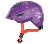 ABUS Casque vélo Smiley 3.0 Junior – Coupe basse, place pour tresse – Bleu Purple Star M (50-55 cm)