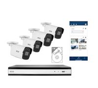 ABUS Kit caméra de Surveillance TVVR36444T - 4 x 4 MP PoE NVR 1 to | Mini caméra tube pour intérieur et extérieur (IP67), détection de personnes et véhicules, vision nocturne jusqu'à 30 m, QHD