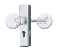 ABUS KLS Clean Touch 64378 Ferrure de protection antimicrobienne, avec bouton extérieur, poignée intérieure, pour portes d'entrée d'appartement, aluminium, KLS Clean Touch F1 EK, F1 (aluminium)