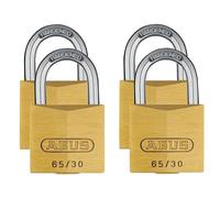 ABUS Cadenas laiton 65/30 - Jeu de 4, même combinaison - corps du cadenas en laiton massif - anse en acier trempé - niveau de sécurité ABUS 4