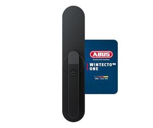 ABUS Moteur de Fenêtre Connecté WINTECTO One - Alarme, sans Perçage, Noir | Compatible tige carrée 7 mm - App ABUS One - Intégration WLAN via BRIDGE One - 6 piles AA incluses - Volume alarme 110 dBA