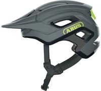 ABUS MTB-Helm Cliffhanger - Casque de vélo pour les trails exigeants - avec de grandes ouvertures d'aération & système de lanière TriVider - pour femmes et hommes - Gris/Jaune, taille S (51-55 cm)