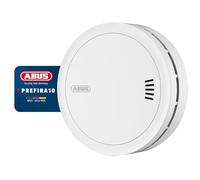 ABUS Prefira 10 Détecteur de Fumée Certifié Q Label, Pile Autonomie 10 Ans, Grand Bouton de Test, Protection Contre Les Fausses Alertes, Grille Anti-Insectes, Compensation de l’Encrassement