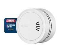 ABUS Prefira Mini Détecteur de Fumée Certifié Q Label, Pile Autonomie 10 Ans, Réduction des Fausses Alertes, Détection de Fumée à 2 LED, Luminosité LED Adaptative, Support Magnétique et Adhésif
