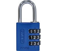 ABUS Serrure à combinaison 144/30 avec grands chiffres, 80791 | Code à 3 chiffres, rouleaux en plastique pour protection contre la corrosion, corps en aluminium massif, anse à ressort