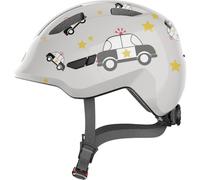 ABUS Casque vélo Smiley 3.0 enfant, coupe basse, place pour tresse, Gris Police M (50-55 cm)