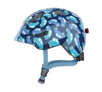 ABUS Smiley 3.0 LED Casque enfant - Casque de vélo avec éclairage pour petits enfants - Forme basse et place pour la queue-de-cheval - Pour filles et garçons, Blue Car, M(50-55 cm)